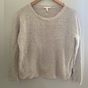 Eileen Fisher Patchwork Knit Organic Cotton Linen Crewneck Sweater Size S